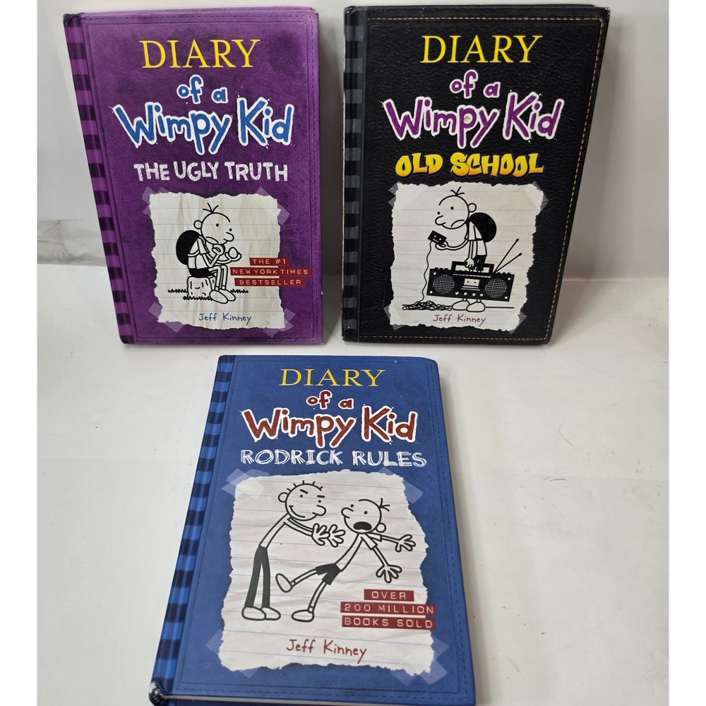 Diary of a Wimpy Kid Lot 3 Hardcover Books Jeff Kinney Rodrick Rules Old School